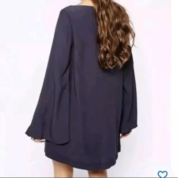 Free People Some Like It Hot Split Sleeve Navy Dress W/ Pockets Sz Small - Picture 2 of 9